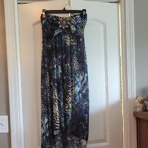 Elegant Multicolor Hi-lo Strapless Dress